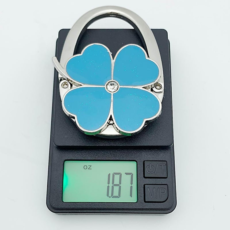 ROFLYER Four Leaf Clover Design Foldable Handbag Hanger Folding Purse Table Hook Holder (Blue) - Image 4